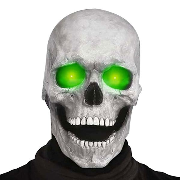 Halloween Fuld Hoved Skallemaske Hjelm Kæbe Bevægelig Skelet Cosplay Gyser Skræmmende (FMY) Light color