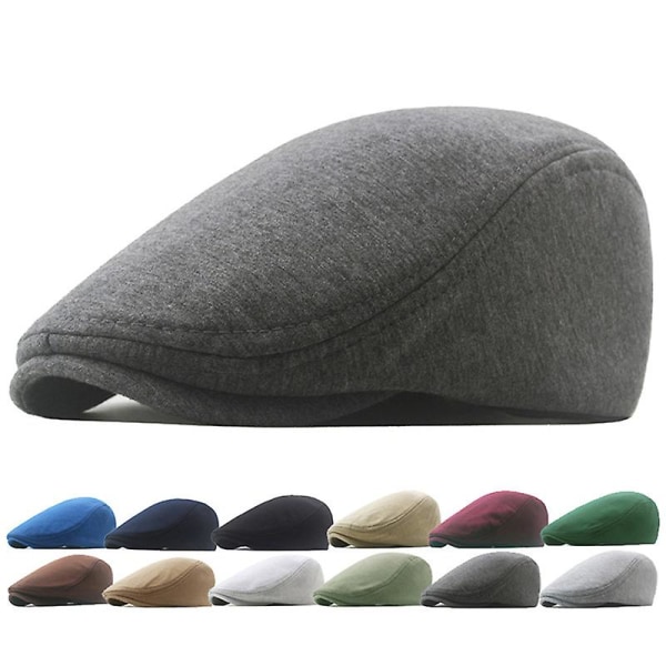 1 stk bomull caps menn kvinner hatt myk casual beret solid unisex retro hatt  (FMY) Dark gray one size