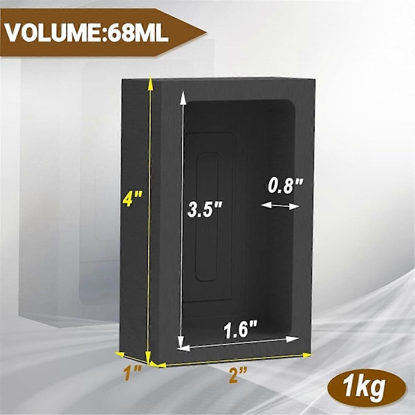 1 Stycke 1kg Grafitgjutform Gjutverktyg, Gjutsmältverktyg, Används för att förädla Guld, Silver, Koppar, Aluminium (FMY) Black