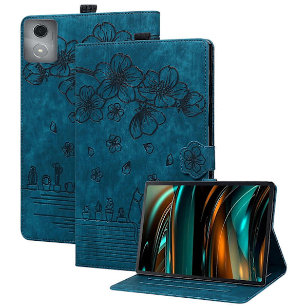 Til Lenovo Tab M11 Plus/ Tab K11 Plus Etui Læder Stand Tablet Cover Blomst Kat Kort Slots (FMY) Sapphire