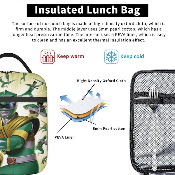 Power Rangers Lunchväska Bärbar Isolerad Lunchbox - SYS114  (FMY)