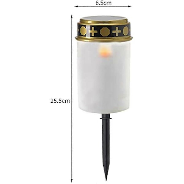 LED Gravlys Solcellelampe Hvit Med Solcelle Og Intelligent Åpning Og Lukking - LED Gravlys Med Realistisk Flimrende Effekt (FMY) C-red With Ground Spike