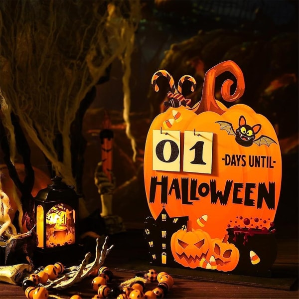 Halloween Adventskalender Trä Nedräkningskalendrar Skylthus Heminredning Skrivbordsprydnader Halloweendekoration 2023 (FMY)