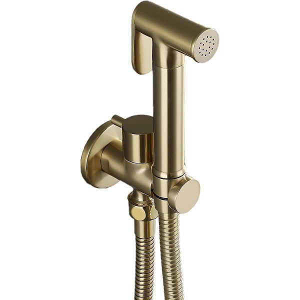 Håndholdt bidetsprøyte for toalett, børstet gull messing toalettspraysett Enkelt kald veggmontert Toi (DPD)