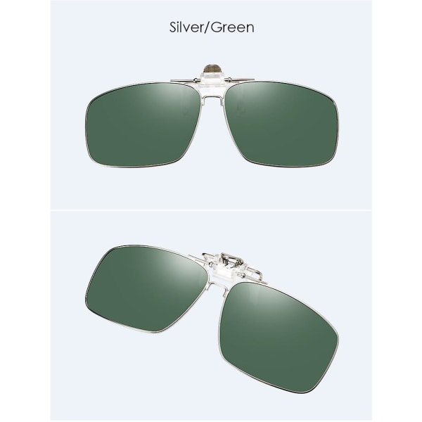 Polariserede Clip On-solbriller Rammeløse Flip Up-linse til receptbriller-grøn (FMY)