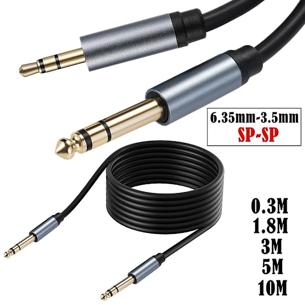 3,5 mm til 6,35 mm Stereo Aux-kabel 6,35 mm 1/4\" Han til 3,5 mm 1/8\" Han TRS (FMY) 1.8m