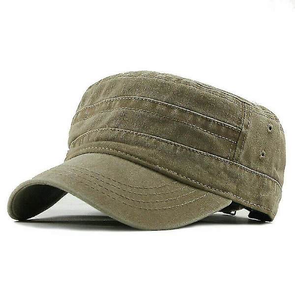 Militær Hat Cap Army Cadet Mænd Kvinder Casual Baseball Størrelse Justerbar Rem  (FMY) Khaki