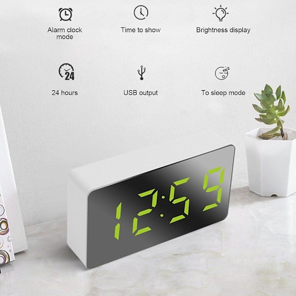 LED-väckarklocka Digital väckarklocka Klockkalender Snooze-larm Alarmklocka Klocka (FMY) Red