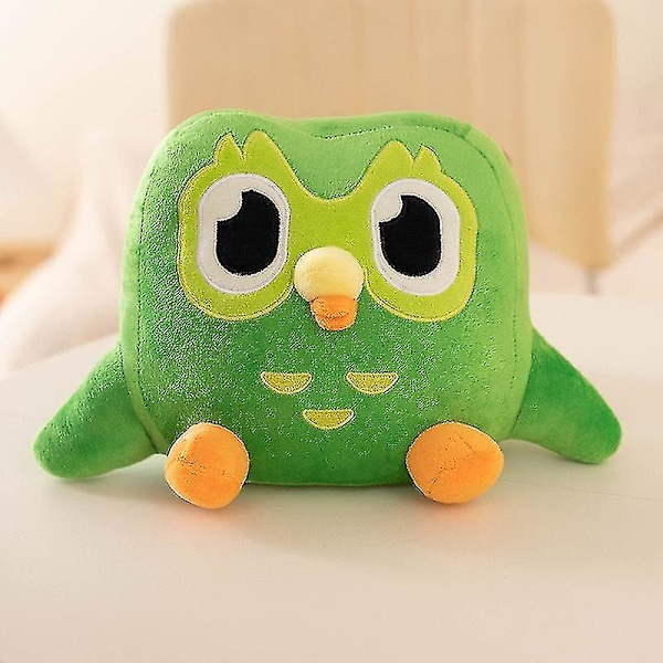 Duo Lingo Ugle Plys Duolingo Plys Legetøj Duo Lingo Maskot Ugle Grøn Duo Ugle Dukke Duolingo Blød Legetøj Plysdyr Sød Pude  (FMY)