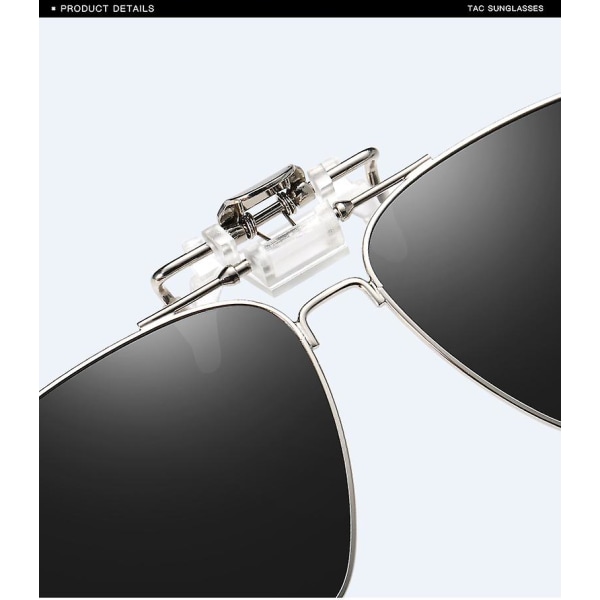 Polariserad Clip On-solglasögon Ramlös uppfällbar lins för receptbelagda glasögon-brun (FMY)