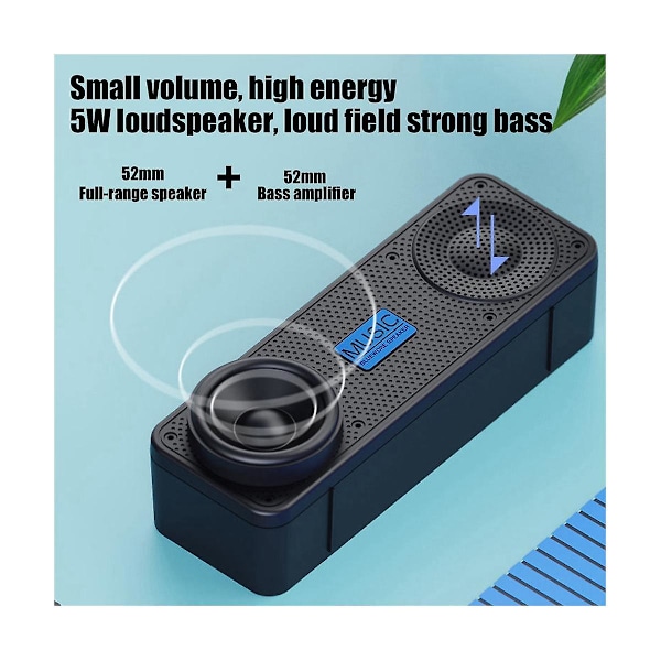 Kannettava FM-radio langaton Bluetooth 5.0 TWS -kaiutin Mini MP3-musiikkisoitin tukee TF-korttia U-levyä U BlackRed
