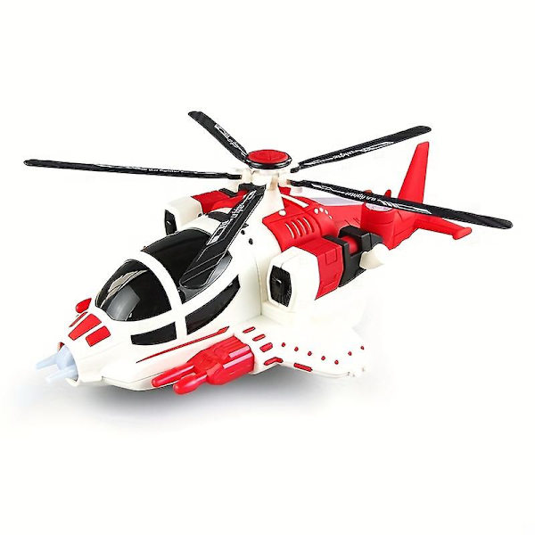 Elektrisk universell transformerbar stridsflygplan barnleksak ljus musik helikopter (FMY) red