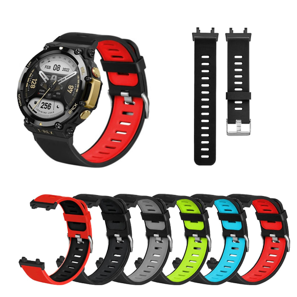 För Huamiamazfit For T Rex 2 Justerbar Silica Double Color Strap Armbandsbygel (FMY)
