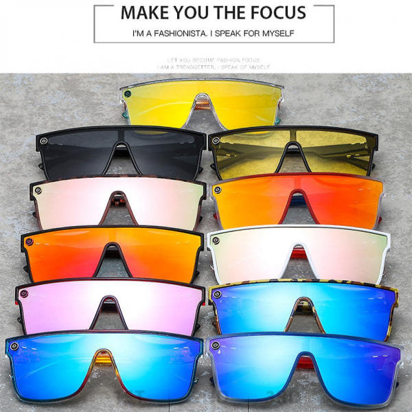 Farverige sportssolbriller, modeflag til mænds personlighed kvadratiske briller (FMY)