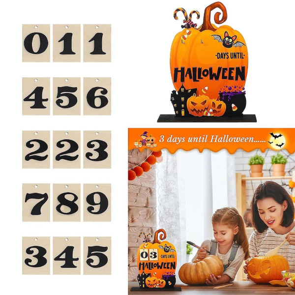 Halloween Adventskalender Trä Nedräkningskalendrar Skylthus Heminredning Skrivbordsprydnader Halloweendekoration 2023 (FMY)