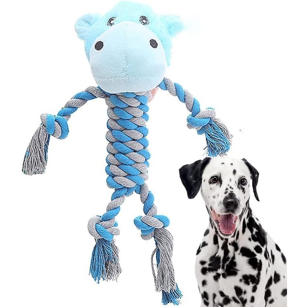Kitkuva koiran pehmolelu, ei täytettyä virtahepo koiran lelu Pehmo tuhoutumaton koiran lelu tylsyyteen pienille keskikokoisille koirille (sininen) (FMY)