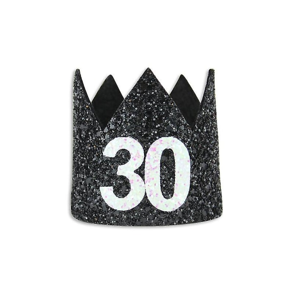 Vuxen kronhattar Party Glitter Nummer 30 Födelsedagsminihatt Födelsedagsfestdekorationer Rekvisita - Stil A