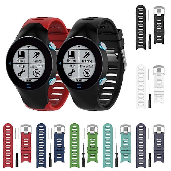 Garmin Forerunner 610 -älykellolle tarkoitettu ranneke, silikoninen, naarmuuntumaton hihna (FMY) Black