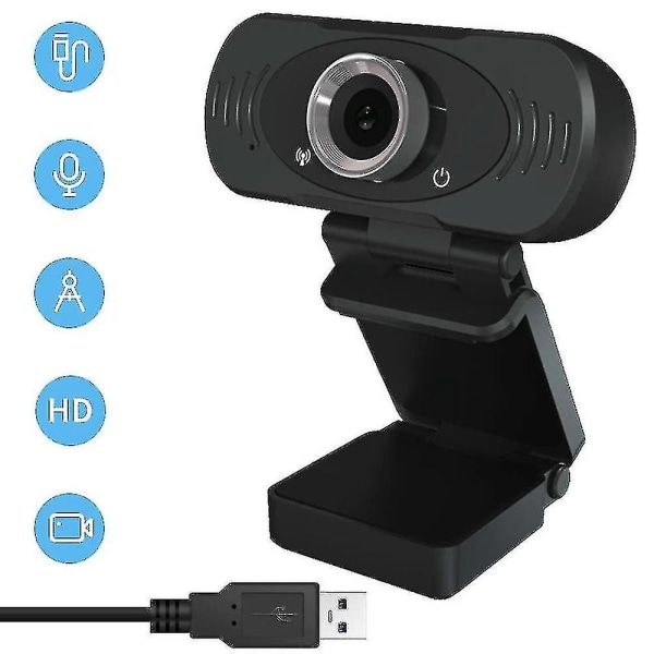 Webbkamera Full HD 1080p Datorkamera Widescreen videotelefoni och inspelning, design med fast fokus Webbkamera med mikrofon, strömmande kamera (FMY)