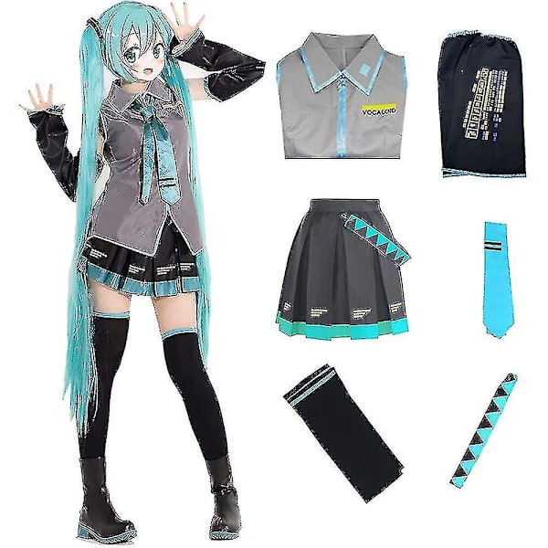 6 stk./sæt Hatsune Miku Cosplay Kostume Kvinder Performance Show Fancy Dress Tegneserie Dragter Uniform Halloween Fest  (FMY) S