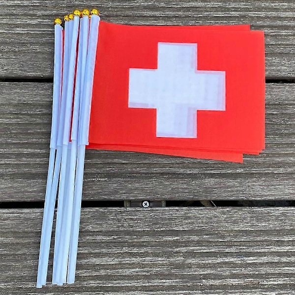 xvggdg 100 st 14 * 21 cm Schweiz Handviftande Nationalflagga Schweizisk handflagga (FMY) Red 14  by  21cm