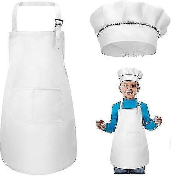 Kokkehatt og justerbart forkle for barn med 2 lommer for baking og matlaging (FMY)