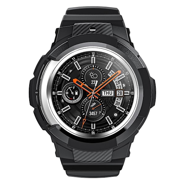 For Samsung Galaxy Watch4 Classic 46mm TPU Watch Strap Justerbar Band med Integrert Klokkeetui (FMY) Black Samsung Galaxy Watch4 Classic