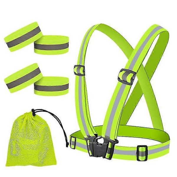 2 Set Reflexvästset för Nattlöpning Utomhus Reflexväst Säkerhetsväst Nattlöpningsutrustning (FMY) Green