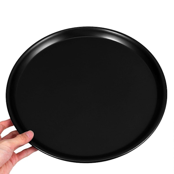 Alsidig Mikrobølgeovn Pizza Crisper Pan Non-Stick Pizza Pan Rund Pizza Pan Mikrobølgeovn Bageplade Tærteform til Køkken (FMY) Black 31.50X31.50X1.80CM