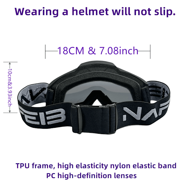 NAFEIB Motorcykelbriller N17 Motocross Cykelbriller Udendørs Off-Road Ski Sport MTB ATV Dirt Bike Racing Briller (FMY) BK-BLUE