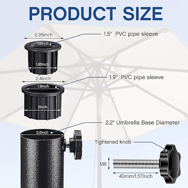Patio Parasol Base Stativ Hul Ring Prop Cover Parasol Stativ Udskiftningsdel Patio Parasol Udskiftningsdele 6 stk Sort)  (FMY)