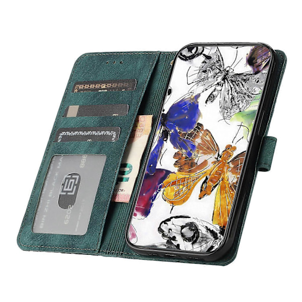 Motorola Moto G7 Power -puhelimen nahkakuori, perhoskuvio, seisova lompakko (FMY) Multicolor Style E