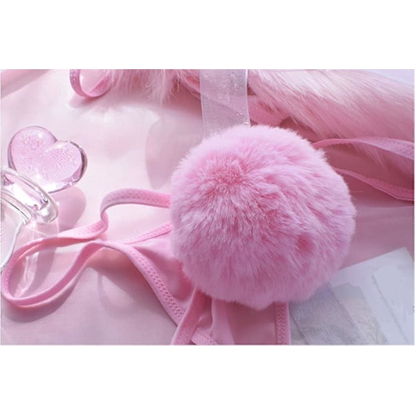 Kaise Sexy Truser for Kvinner Søt Kaninhale G-streng Pelsball Bikini T-rygg Cosplay Undertøy Party Kostyme Gave (FMY) Pink