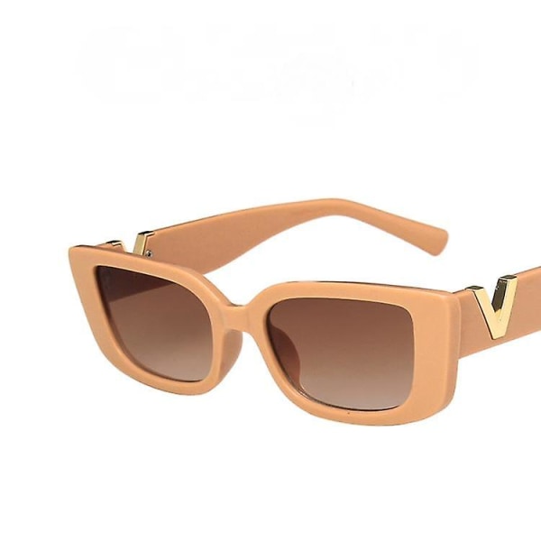 Firkantede rektangulære solbriller, moderetrobriller, Uv 400 beskyttelsesbriller til kørsel til kvinder Mænd-gradient brun (FMY)