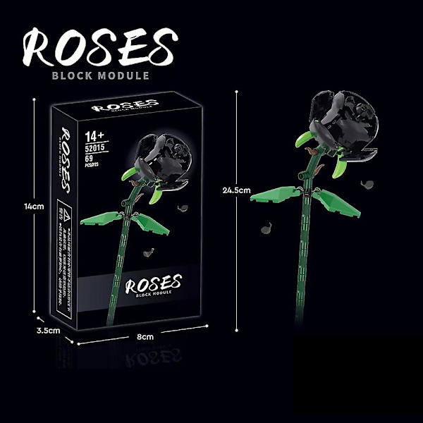 Rose Flower Building Block Flower Assembly Immortal Flower  (FMY) Black