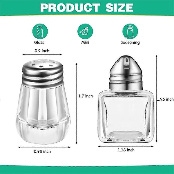 Mini Salt- og Peberbøsser Klare Krydderibøsser Små Krydderibøsser Gennemsigtige Krydderibøsser (FMY) Silver