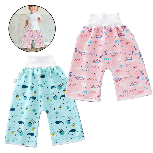 2 kpl Quit Diaper Training Pants - Vaippahousut Vedenalainen + Sateenkaarihevonen M (0-4 vuotta)  (FMY)