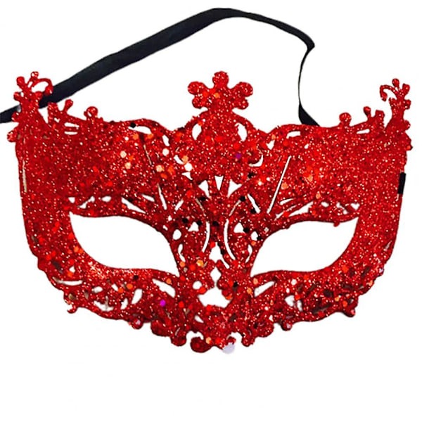 Halloween Kvinnors Mode Cosplay Ögonmasker Maskerad Karneval Fancy Mardi Glittrande Band Julparty Kvinnors Ansiktsmasker (FMY) Red