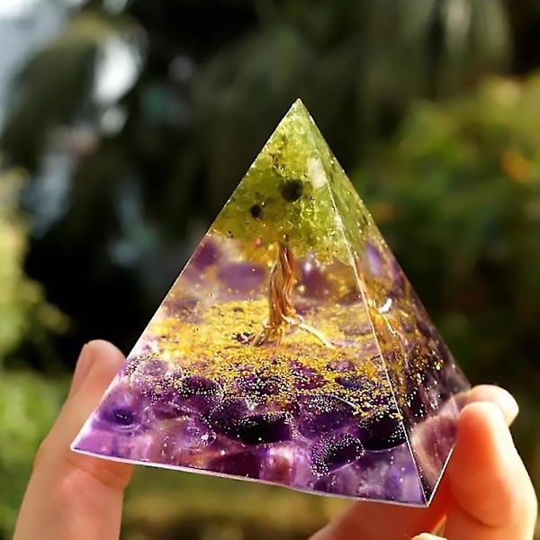 Energi Generator Orgonitpyramid Ametist Peridot Healing Naturkristall Reiki Chakra Generator Orgonit (FMY) 1