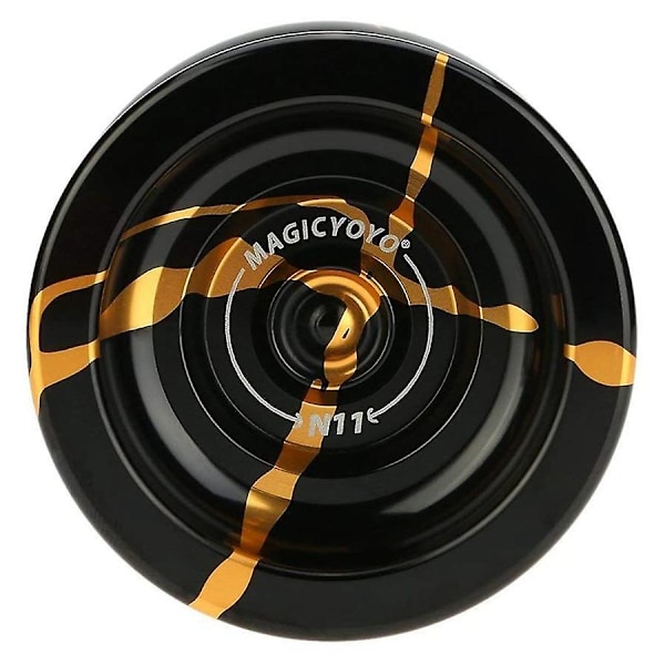 MAGICYOYO N11 Profesjonell Yoyo i Aluminiumlegering - Uresponsiv YoYo Ball med Veske, Hanske og 10 Strenger (FMY) Black