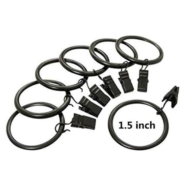 40 kpl Ruostumattomasta Teräksestä Valmistetut Mattapintaiset Verhokierrokset Leukojen Kanssa, Verhokierrokset (3,8 cm (FMY) Black