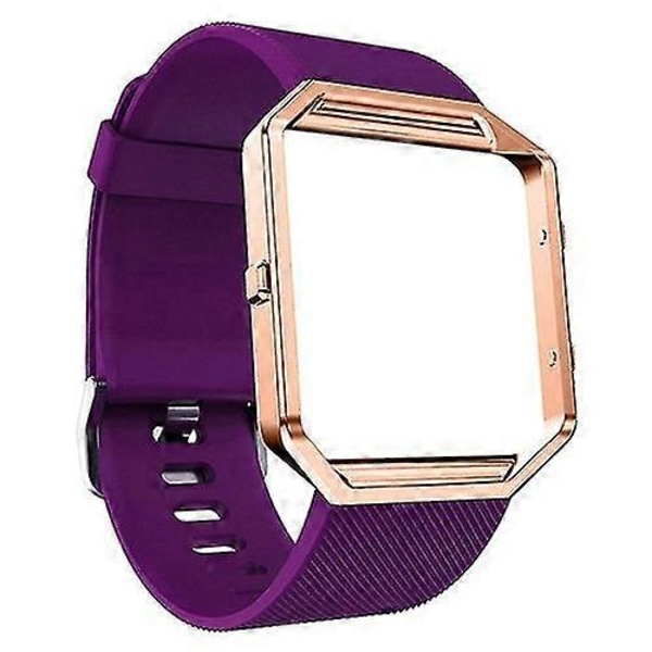 Mjuk Silikonarmband för Klocka, Ersättningsarmband för Sport med Roséguldram för Fitbit Blaze (FMY) Purple