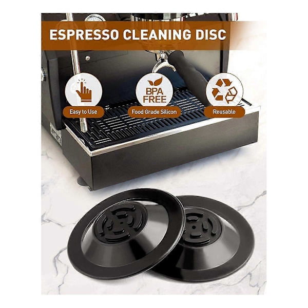 2 st Espresso Rengöringsdiskar, 54mm Silikon Backflush-skiva för Espresso Maskiner Tillbehör BES810BSS, BES840XL  (FMY) Black