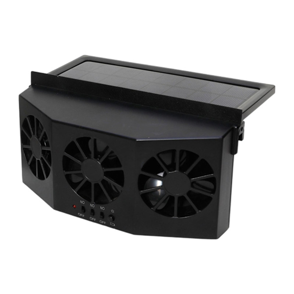 3 Ilma-aukkoa Aurinkovoimalla Toimivat Auton Ikkunan Tuulettimet Kestävä Ajoneuvon Jäähdytystuulin Auton Autoille (FMY) Black Battery Solar