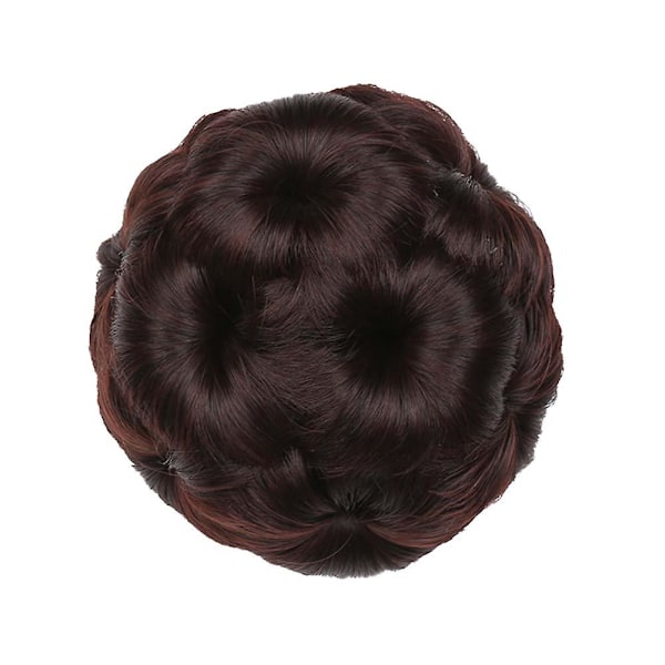 Faux syntetisk hårbolleforlængelse elastisk bølget brude donut chignon hårstykke Qinhai  (FMY) Natural Black