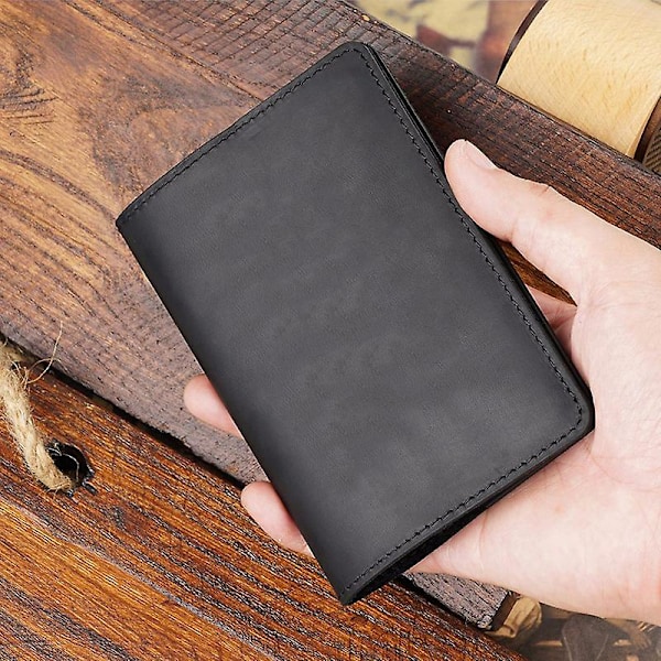 Tilpasset gravert ekte lærpassdeksel med navn, tomt, unisex, vanlig passholder (FMY) Black