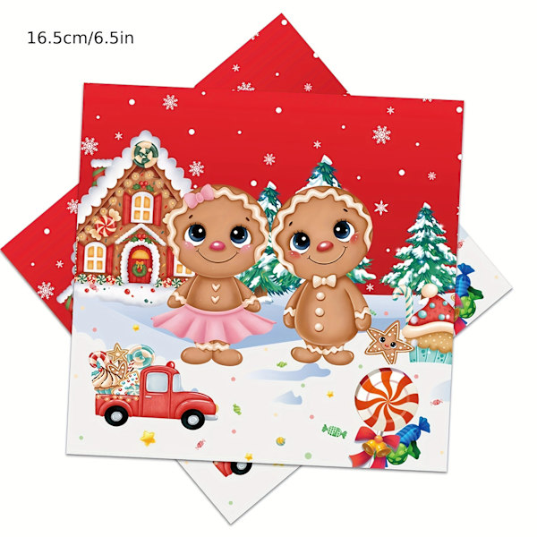 Peberkage Julefest Pakke - 69 stk. Sæt med Paptallerkener, Servietter, Kopper & Dug til 16 Gæster - Perfekt Julefest Tilbehør (FMY) gingerbread man paper plate 69pcs