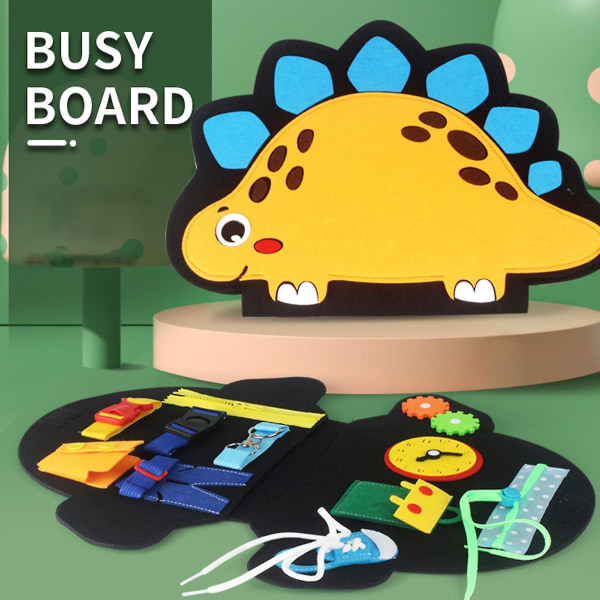 Filt Busy Board Dubbellager Vikbar tecknad form Klädningsfärdigheter Tidig utbildning Filt Sensory Activity Board Toy Toddler Supplies (FMY)