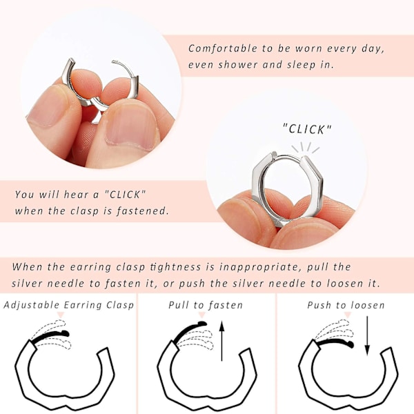 Hoopörhängen i Sterling Silver 15mm Små Hoops för Kvinnor Hypoallergena Sovörhängen (FMY)