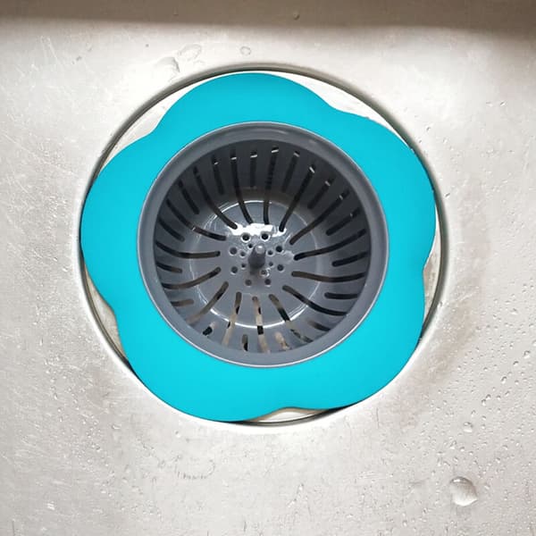 Sæt med 2 silikone køkkenvaskfiltre, 11,4 cm diameter, blågrøn (FMY)